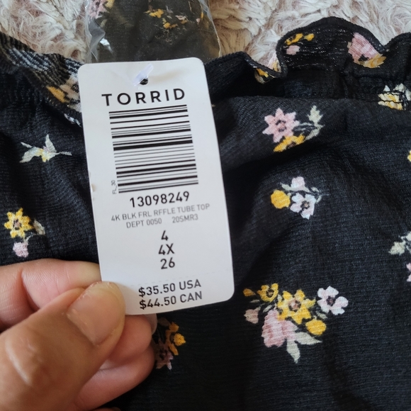 NWT Strapless Textured Jersey Crop Top - Picture 5 of 6